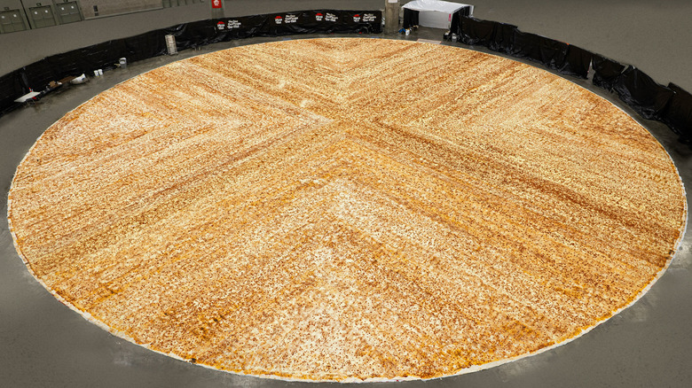 Aerial view of the world's largest pizza