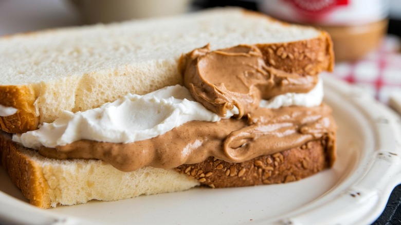 fluffernutter sandwich on a plate