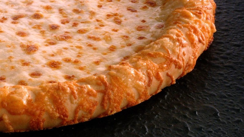 Closeup of triple cheese stuffed crust pizza from Pizza Hut.