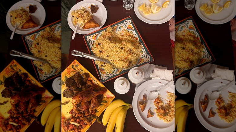 Rice and meat dishes from Jigjiga Restaurant in Minnesota