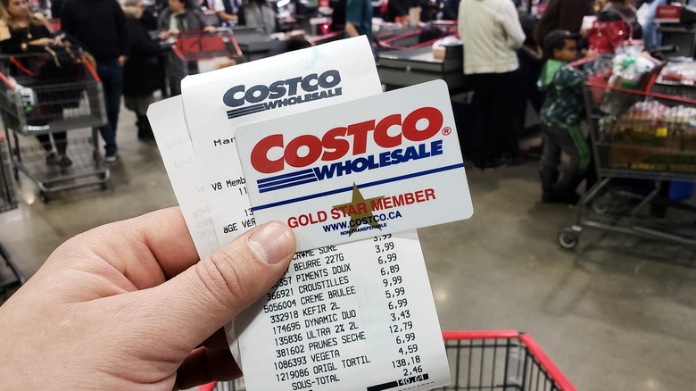 Costco receipt and membership card