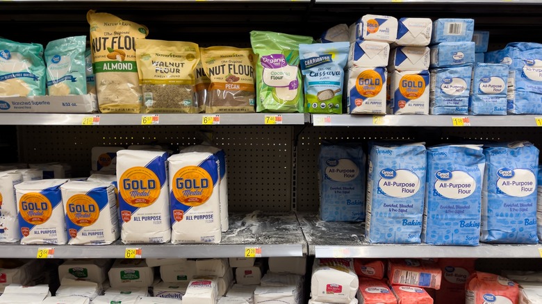 flour aisle at grocery store