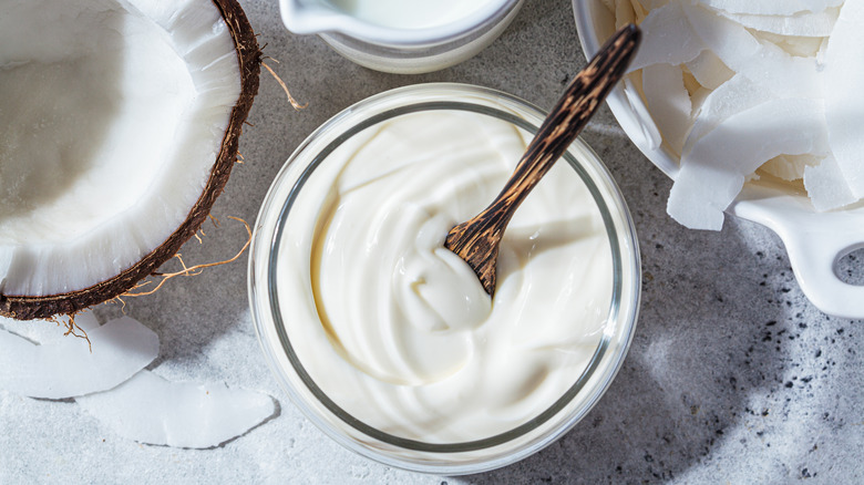 coconut milk yogurt in a glass jar