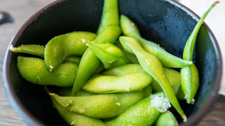 Edamame soy beans in a bowl