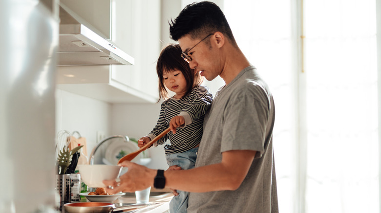 family cooking at home