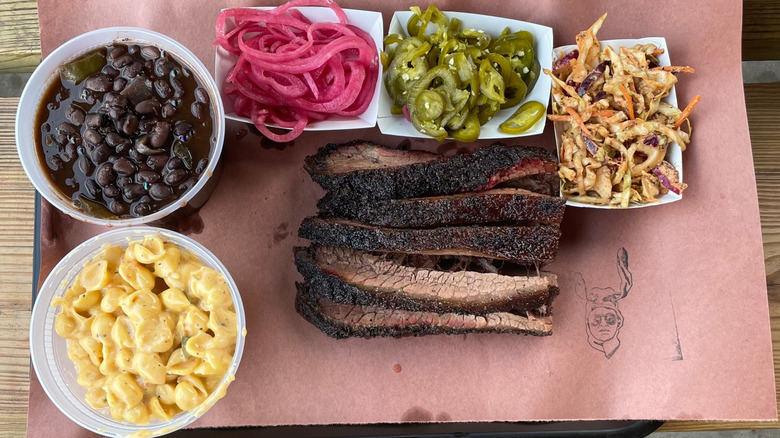 prepared brisket served with sides