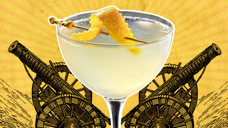 French 75 cocktail with artillery guns