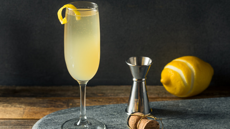 French 75 served  in flute