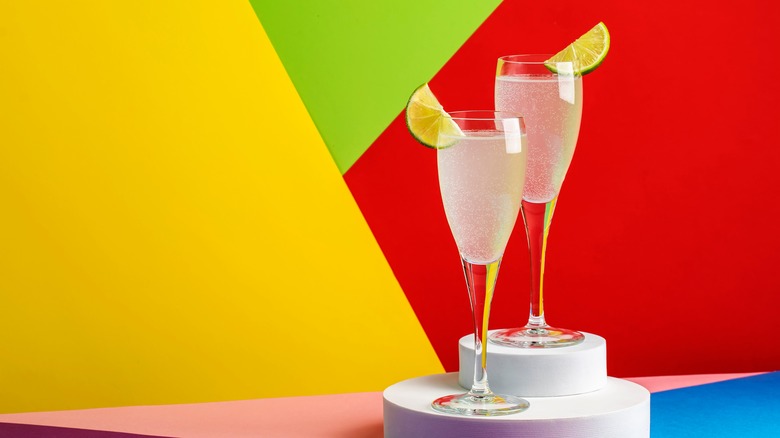 French 75 pictured with colorful background