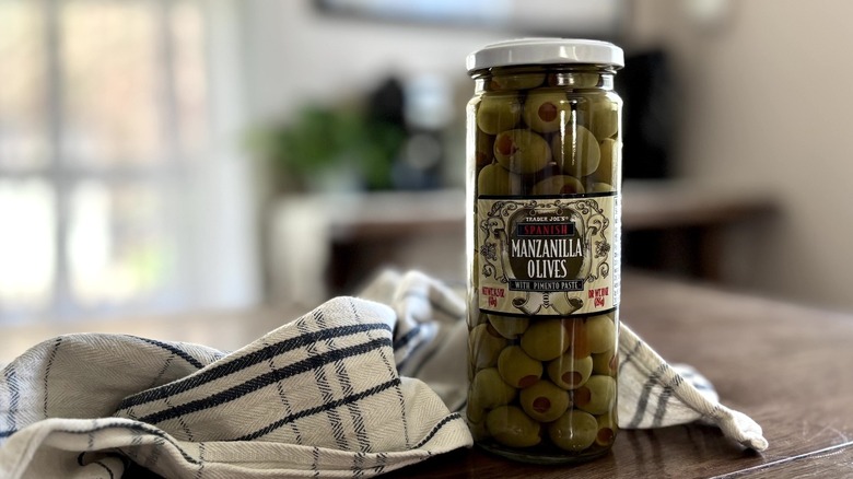 Trader Joe's Spanish Manzanilla Olives With Pimiento Paste jar