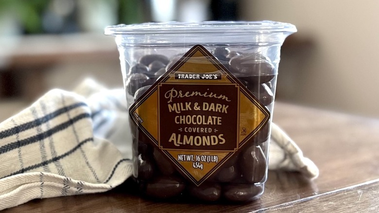 Trader Joe's Premium Milk & Dark Chocolate Covered Almonds package