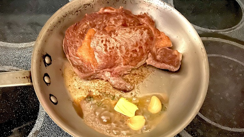 Butter-basting a steak