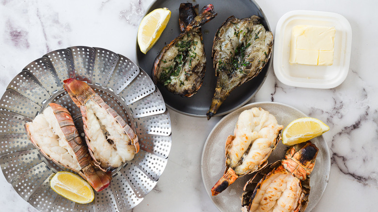 Various butterflied lobster tails