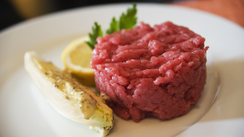 Steak tartare on a plate