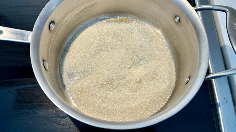 sugar in pan