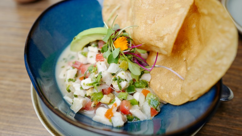 A bowl of fish ceviche