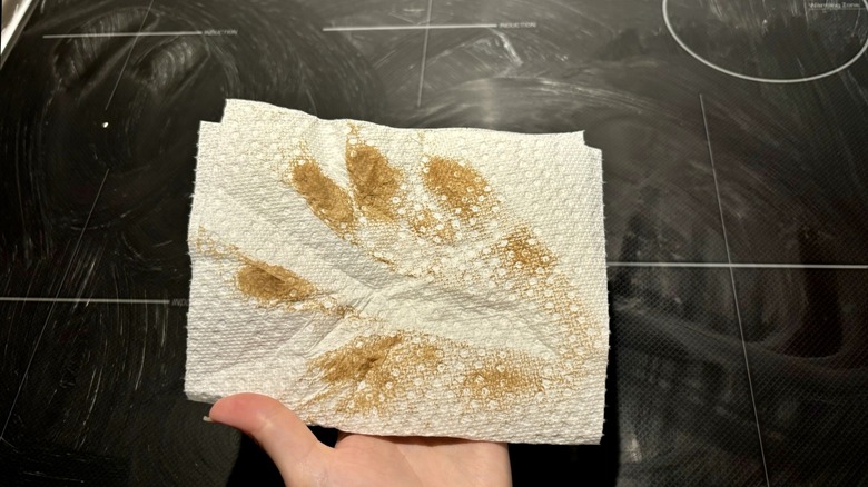 brown smudges on paper towel