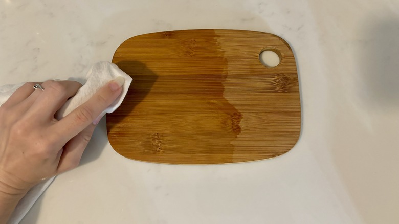 wooden board with oil