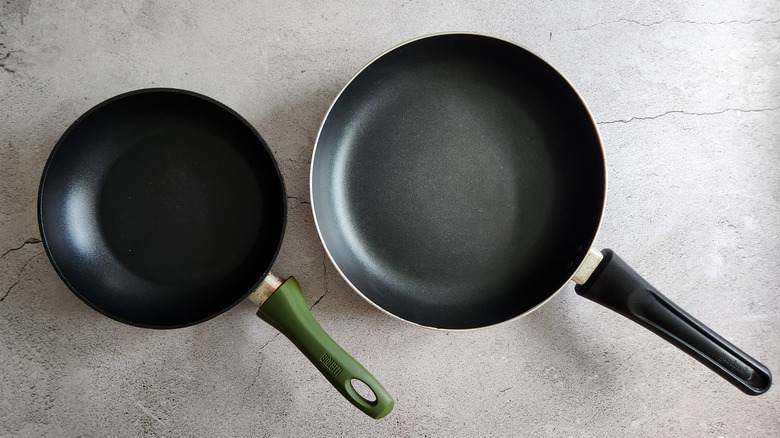 two non-stick pans on table