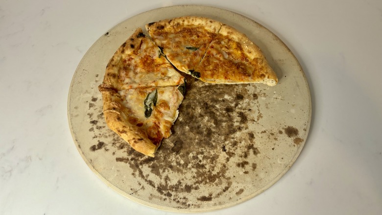 Pizza on a pizza stone