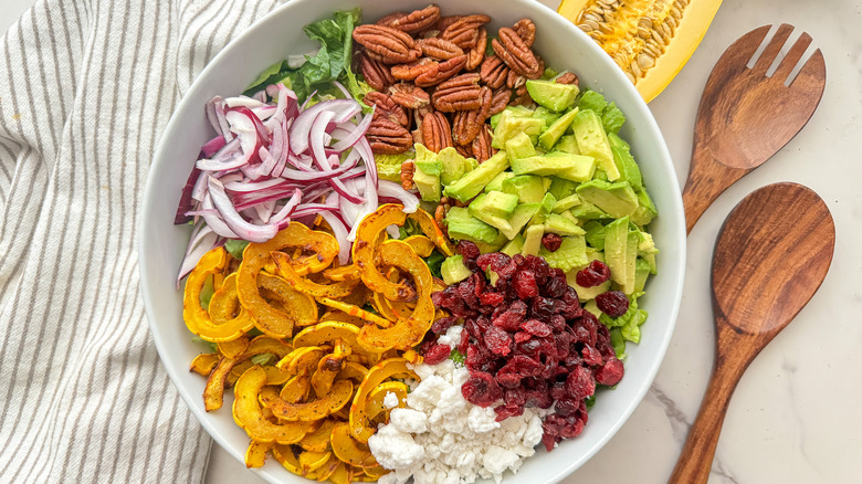 big salad with squash