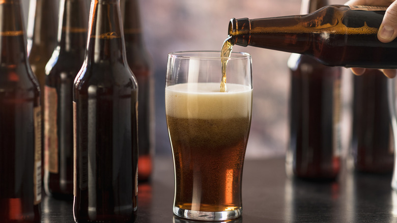 Unlabeled bottles of beer