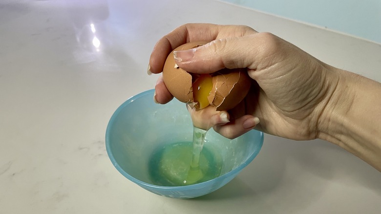Egg shell being seperated