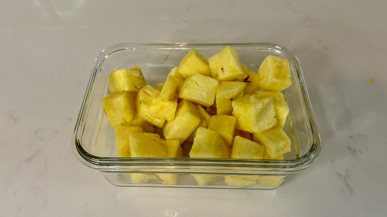 Pineapple in glass container