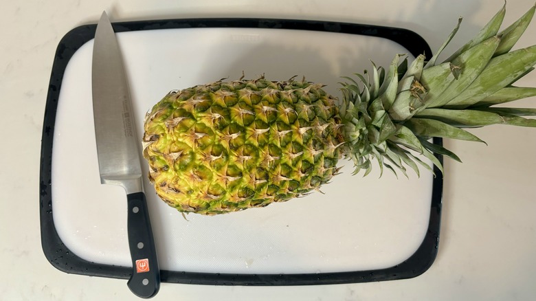 Pineapple on cutting board