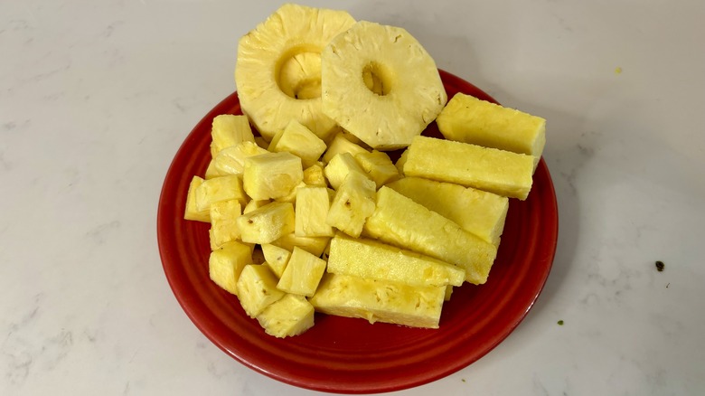 Different cuts of pineapple