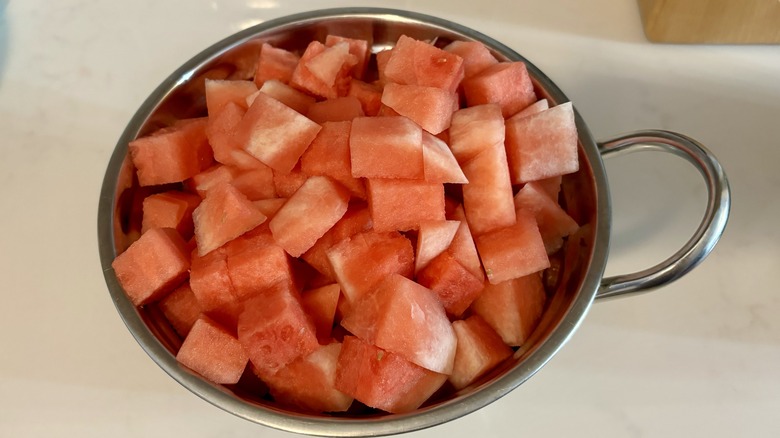 Bowl of cubed watermelon
