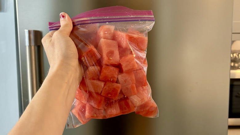 Watermelon in ziplock bag