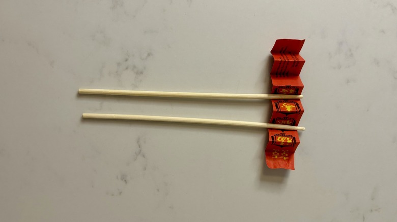 Chopsticks in paper wraper