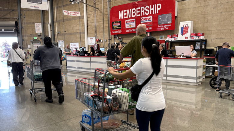 shopper with a cart in Costco