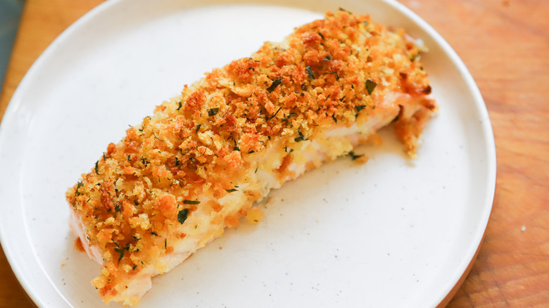 Filet of crispy baked salmon