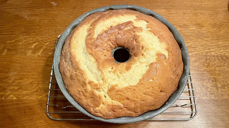 Baked cake in bundt pan