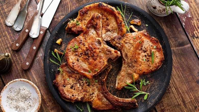 pork chops on a plate