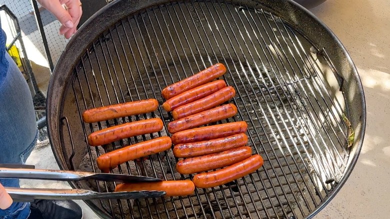 Brats on a grill