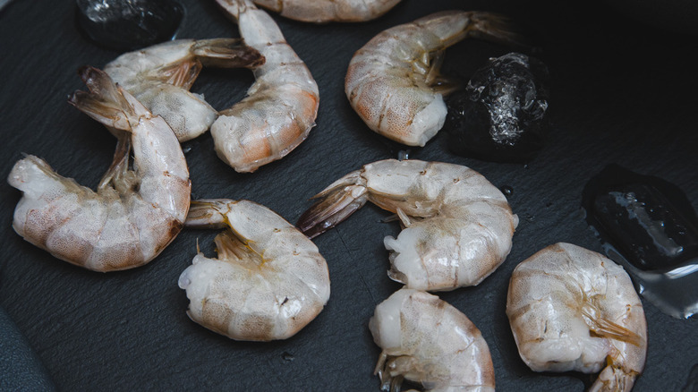 Shrimp on slate board