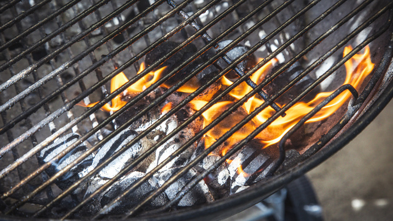 Grill with burning coals