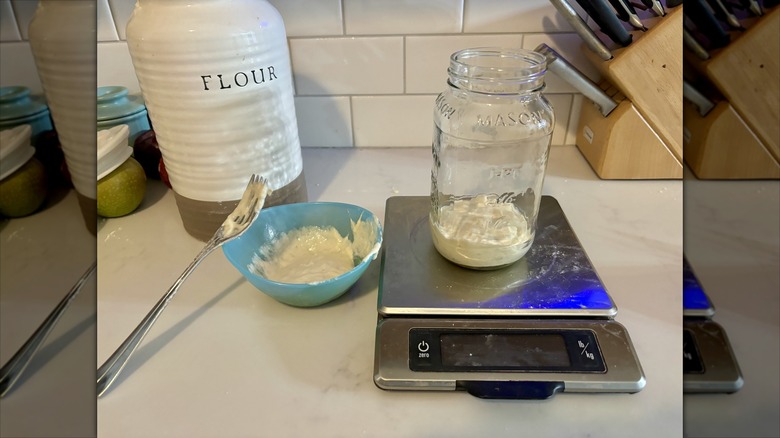 Weighed sourdough starter