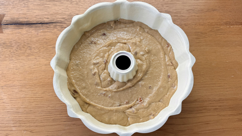 Cake batter in Bundt pan