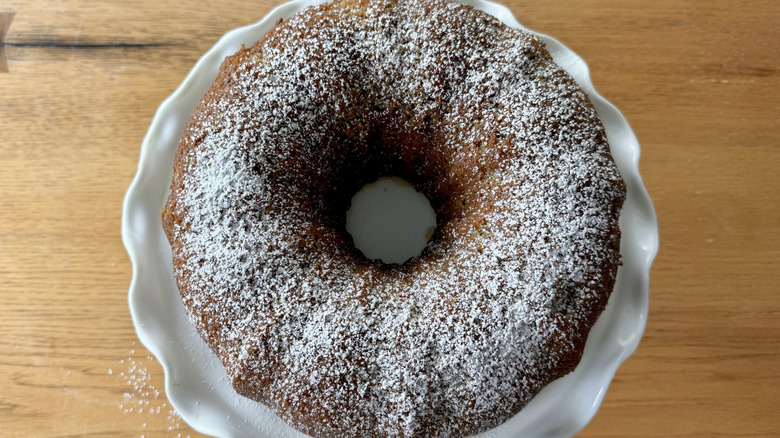 Powdered sugar-dusted Bundt cake
