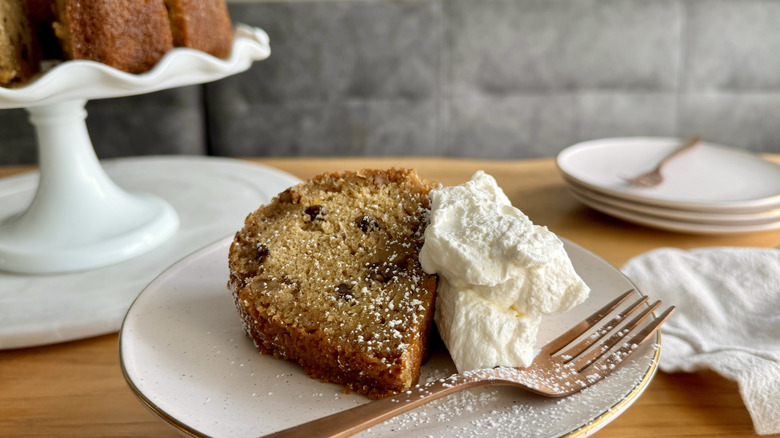 Cake slice with whipped cream
