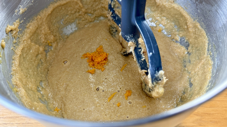 Orange zest mixing into batter