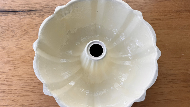 Bundt pan coated with baking spray