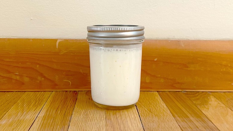 Mason jar of buttermilk