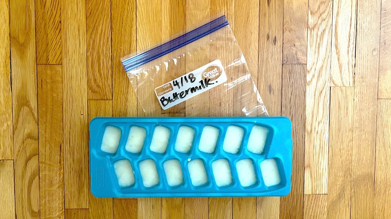 Ice cube tray of buttermilk 