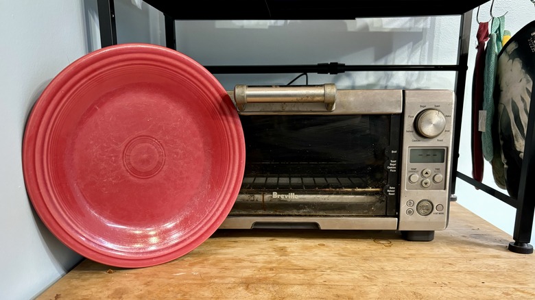 toaster oven and plate