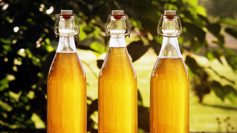 Three swing top bottles of mead